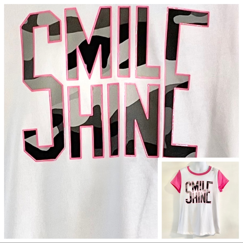 🆕Justice Girl’s SMILE SHINE Ringer Tee - Picture 1 of 9
